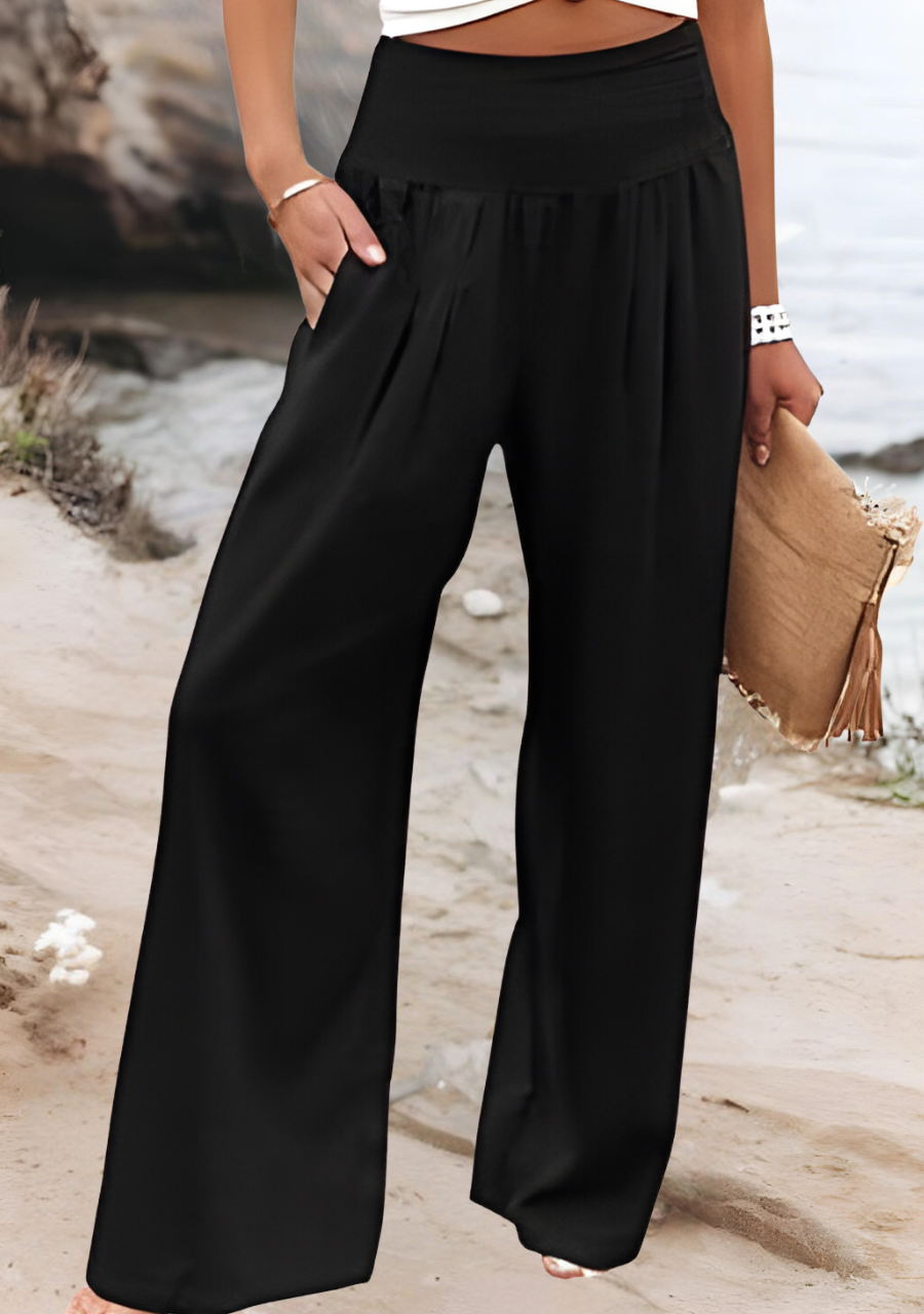 Anabela | Linen Wide-Leg Beach Trousers for Women