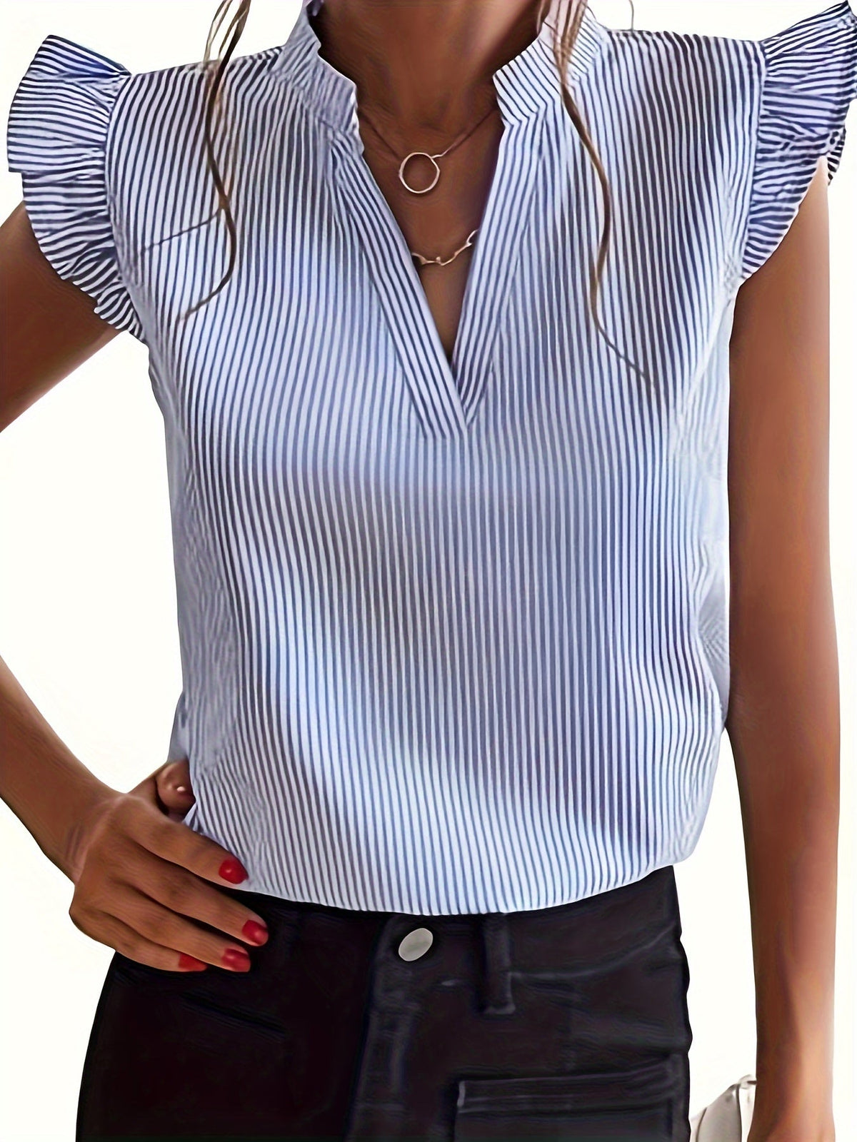Gia | V-Neck Striped Blouse for Women
