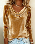Taylor | Luxurious Velvet Drape-Neck Top for Women