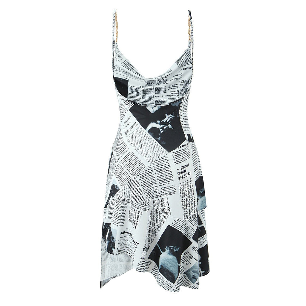 Brooke | Strapless Asymmetric Mini Dress with Printed Design