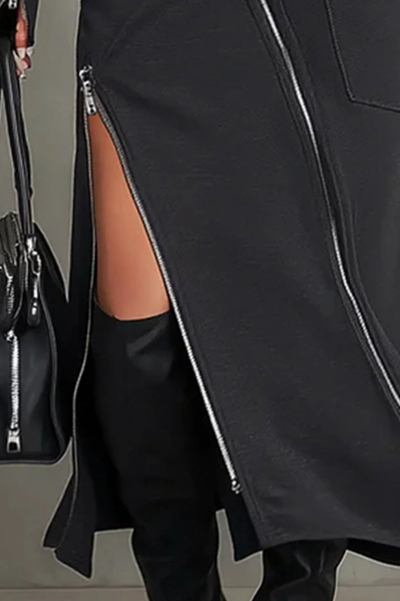 Micheline | Asymmetric Multi-Zipper High-Neck Two-Piece Set for Women