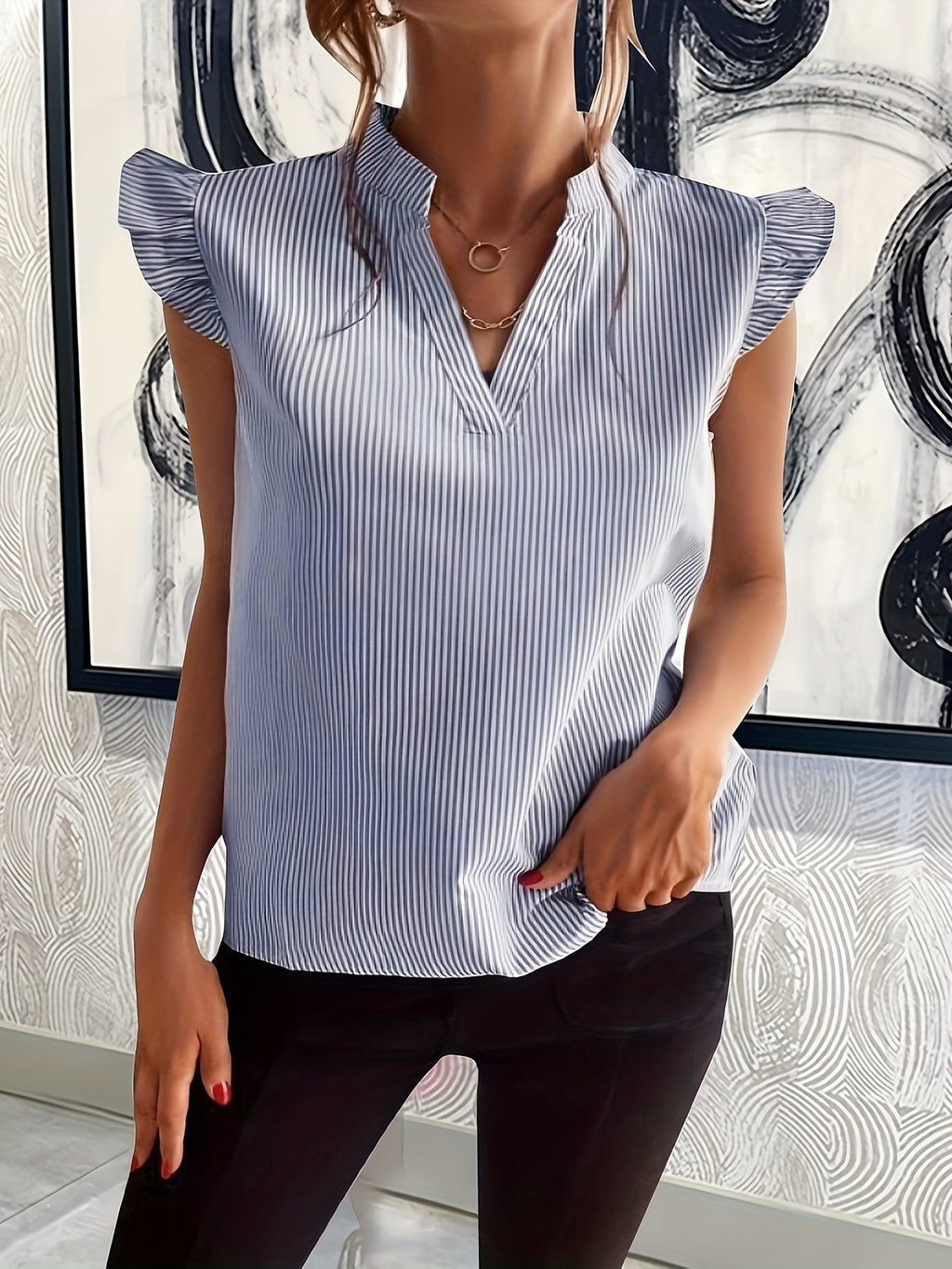 Gia | V-Neck Striped Blouse for Women