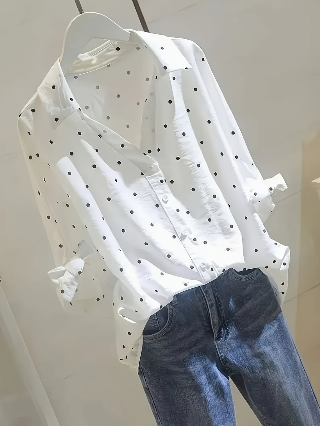 Vivian | Elegant Polka Dot Button Blouse for Women