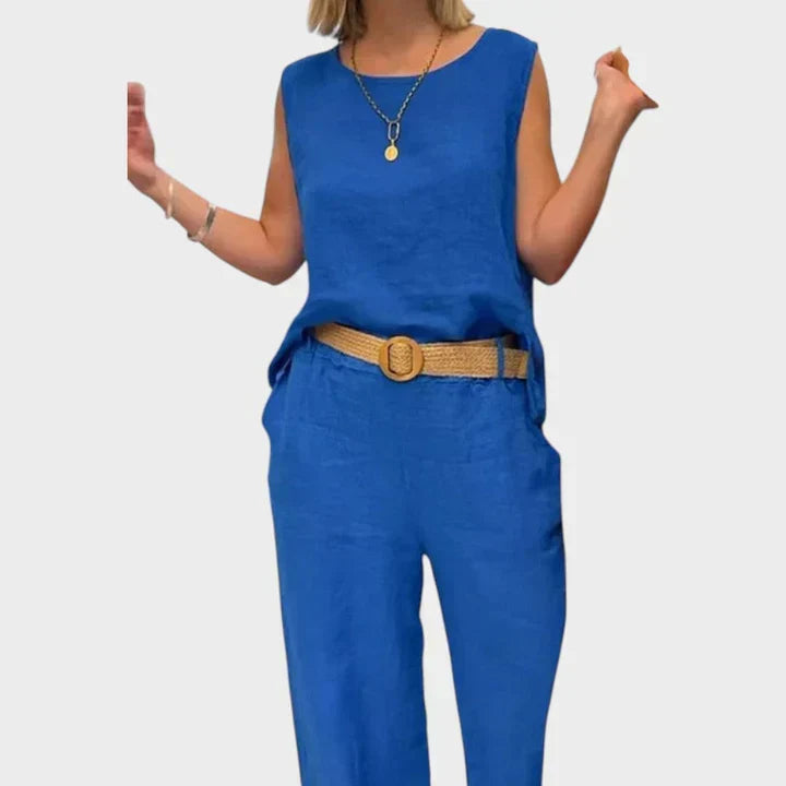 Florinda | Bohemian Sleeveless Top and Cropped Pants Set for Women