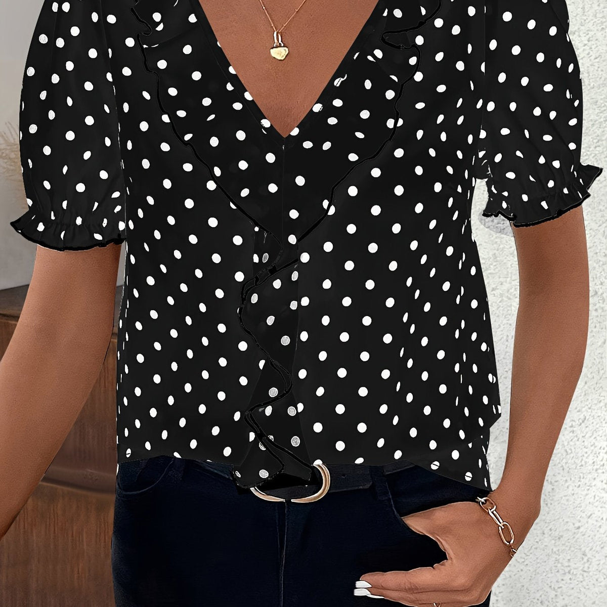 Zoraya | Lace Colour Block Bubble Sleeve Blouse for Women
