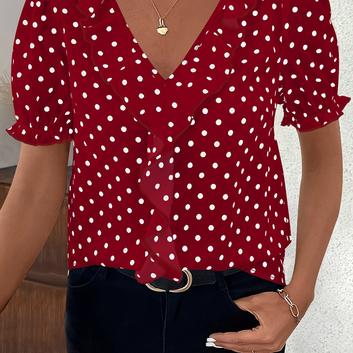 Zoraya | Lace Colour Block Bubble Sleeve Blouse for Women