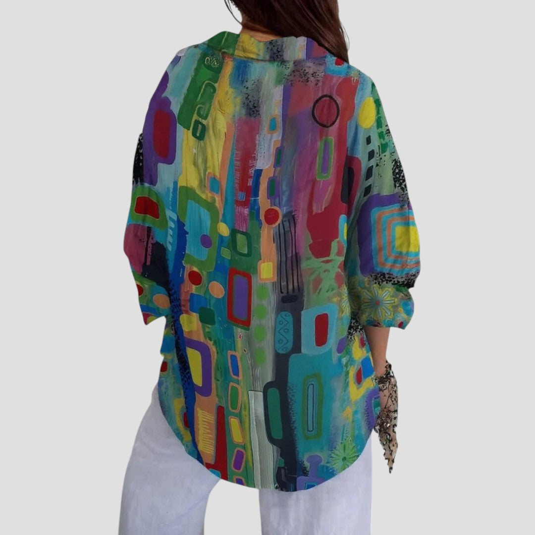 Marjorie | Elegant Blouse with Geometric Pattern for Women