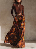 Océane | Knitted Top and Printed Skirt Set for Women