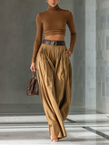 Sibylle | Brown Top and Wide-Leg Pants Set for Women