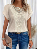 Rosa | Round Neck Blouse with Lace Trim for Women