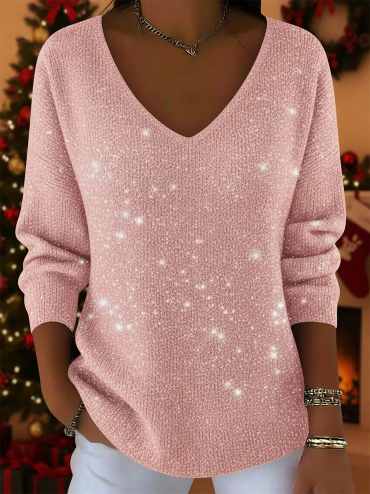 Georgia | Festive V-Neck Jumper for Women