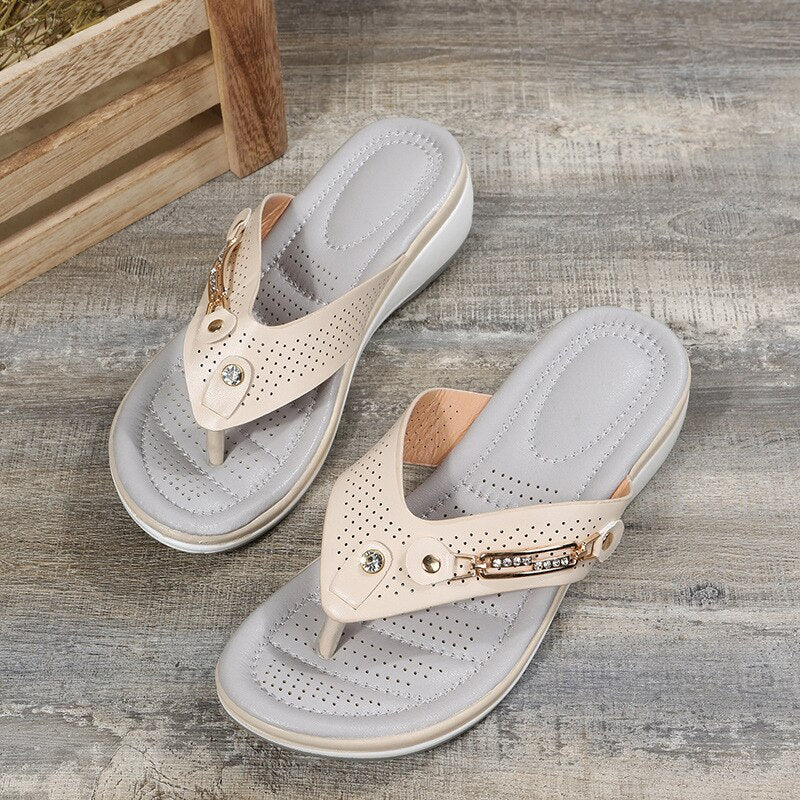 Mia | Comfort Wedge Flip Flop Sandals