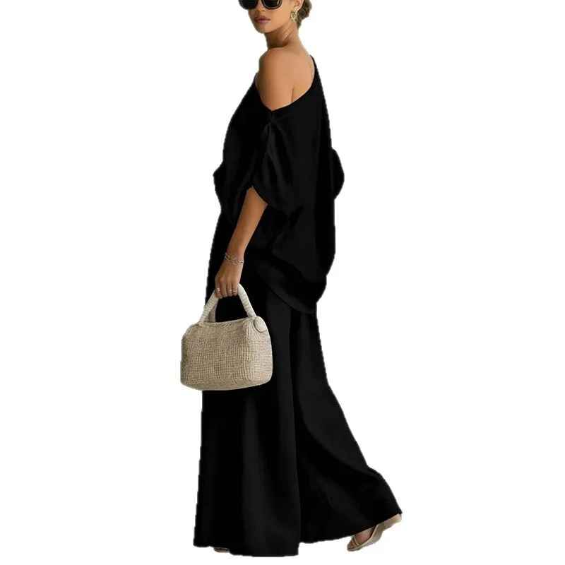 Simona | Soft Off-Shoulder Top & Tapered Pants Set for Women