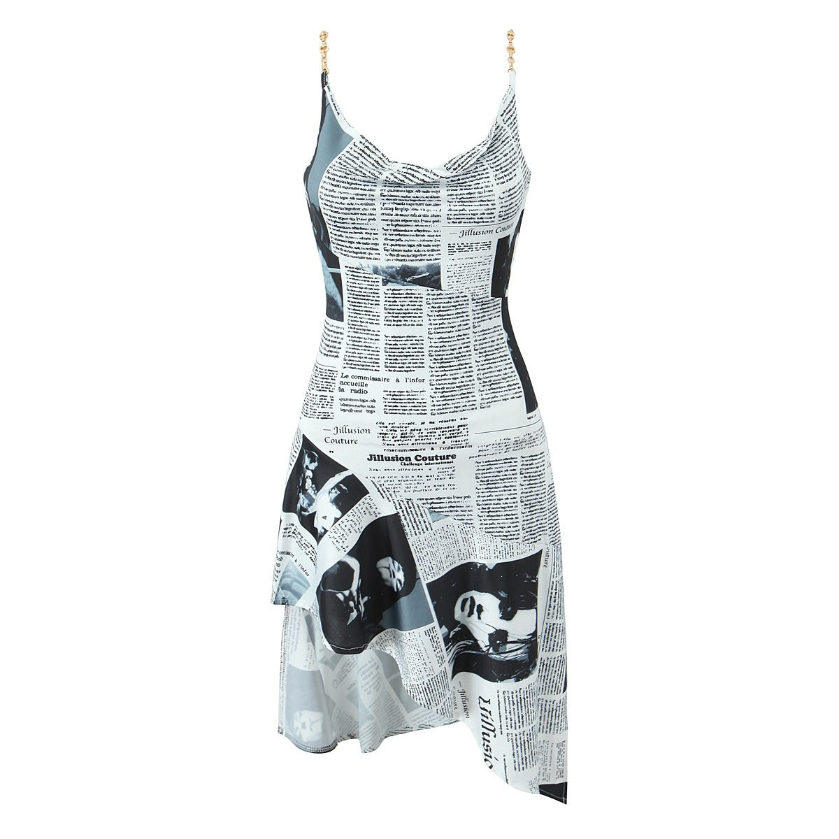 Brooke | Strapless Asymmetric Mini Dress with Printed Design