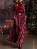 Bettina | Festive Velvet Turtleneck and Plaid Skirt Set for Women