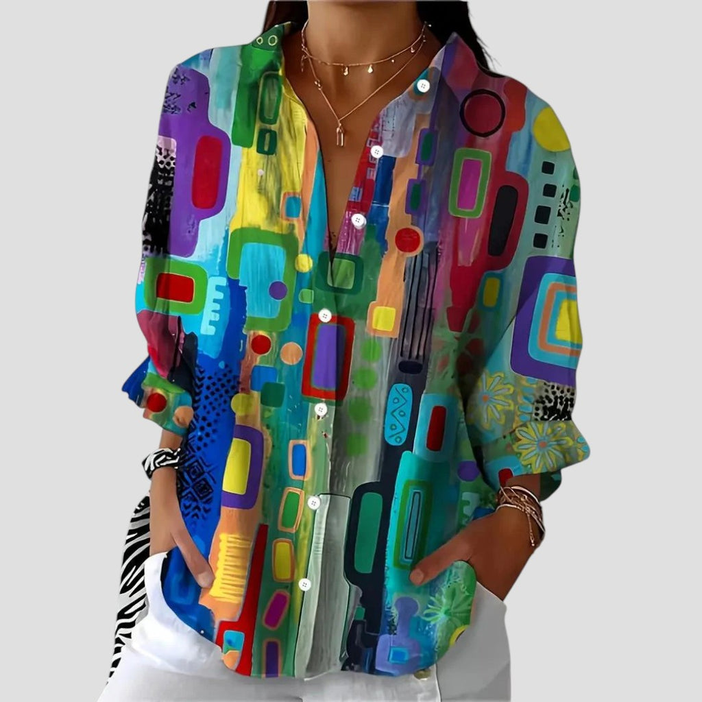 Marjorie | Elegant Blouse with Geometric Pattern for Women
