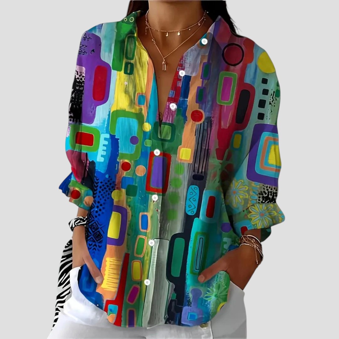 Marjorie | Elegant Blouse with Geometric Pattern for Women