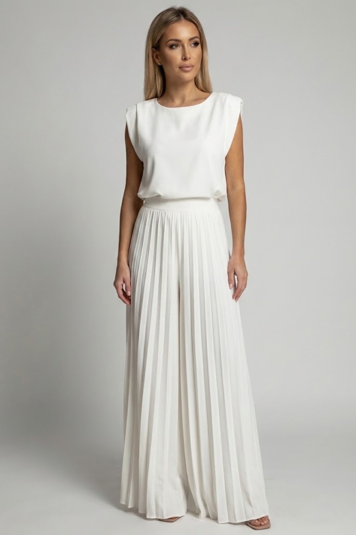 Bianca | Elegant Pleated Wide-Leg Jumpsuit for Women