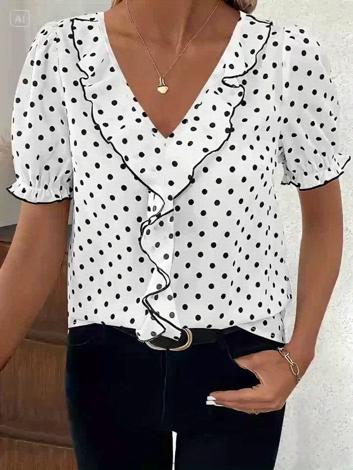 Zoraya | Lace Colour Block Bubble Sleeve Blouse for Women