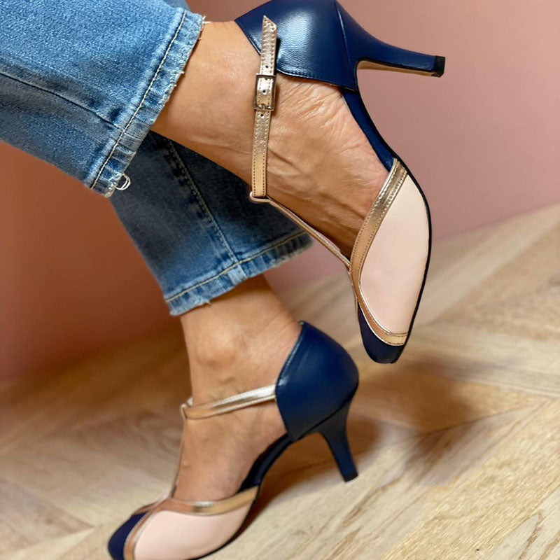 Alessia | Colourful T-Strap Round Toe Pumps