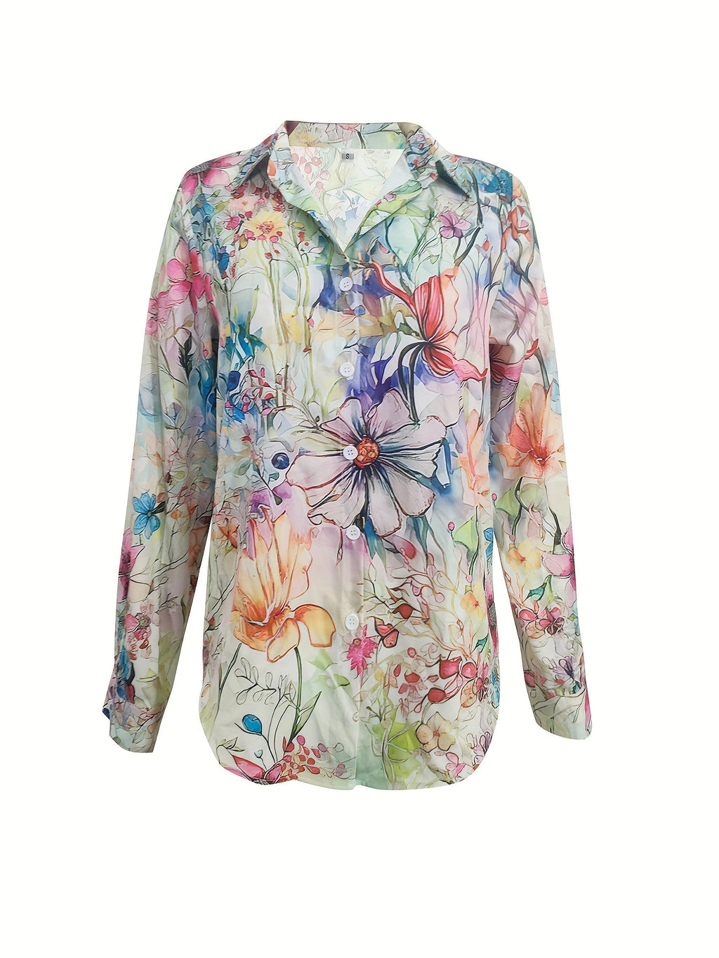 Yseult | Retro Floral Button-Front Blouse for Women