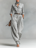 Erminia | Cotton-Linen Blend Shirt &amp; Trousers Two-Piece Set for Women