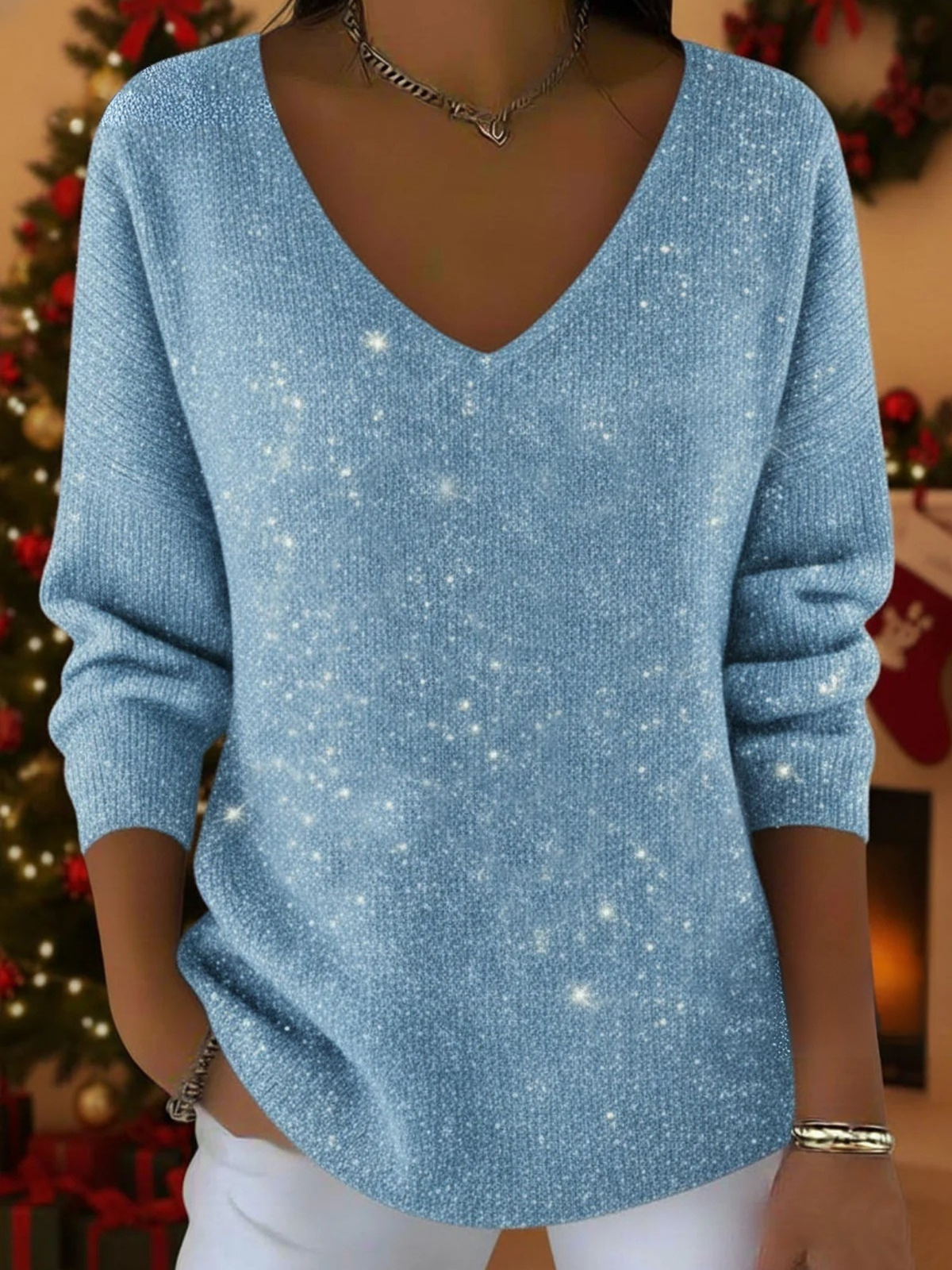 Georgia | Festive V-Neck Jumper for Women