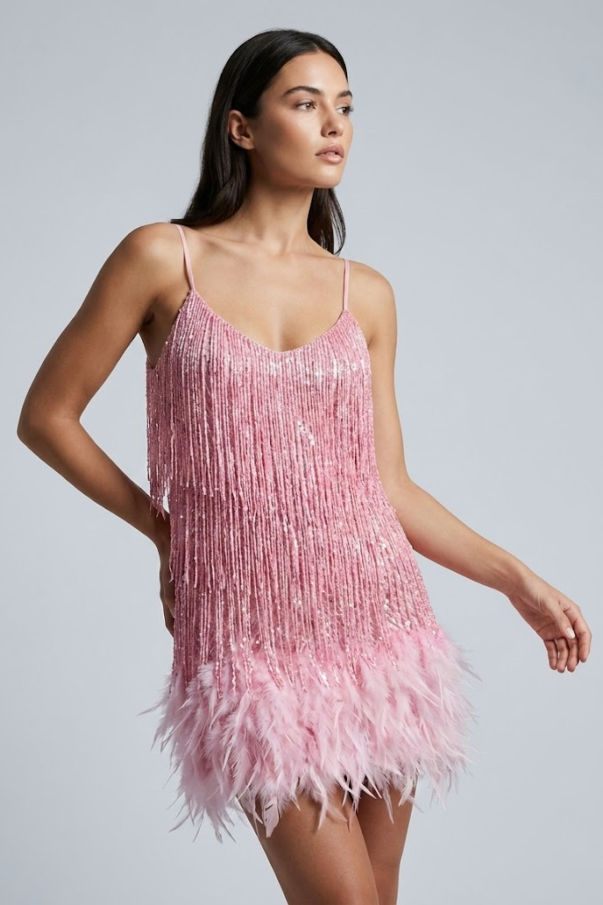 Seraphina | Feather Sequin Mini Dress