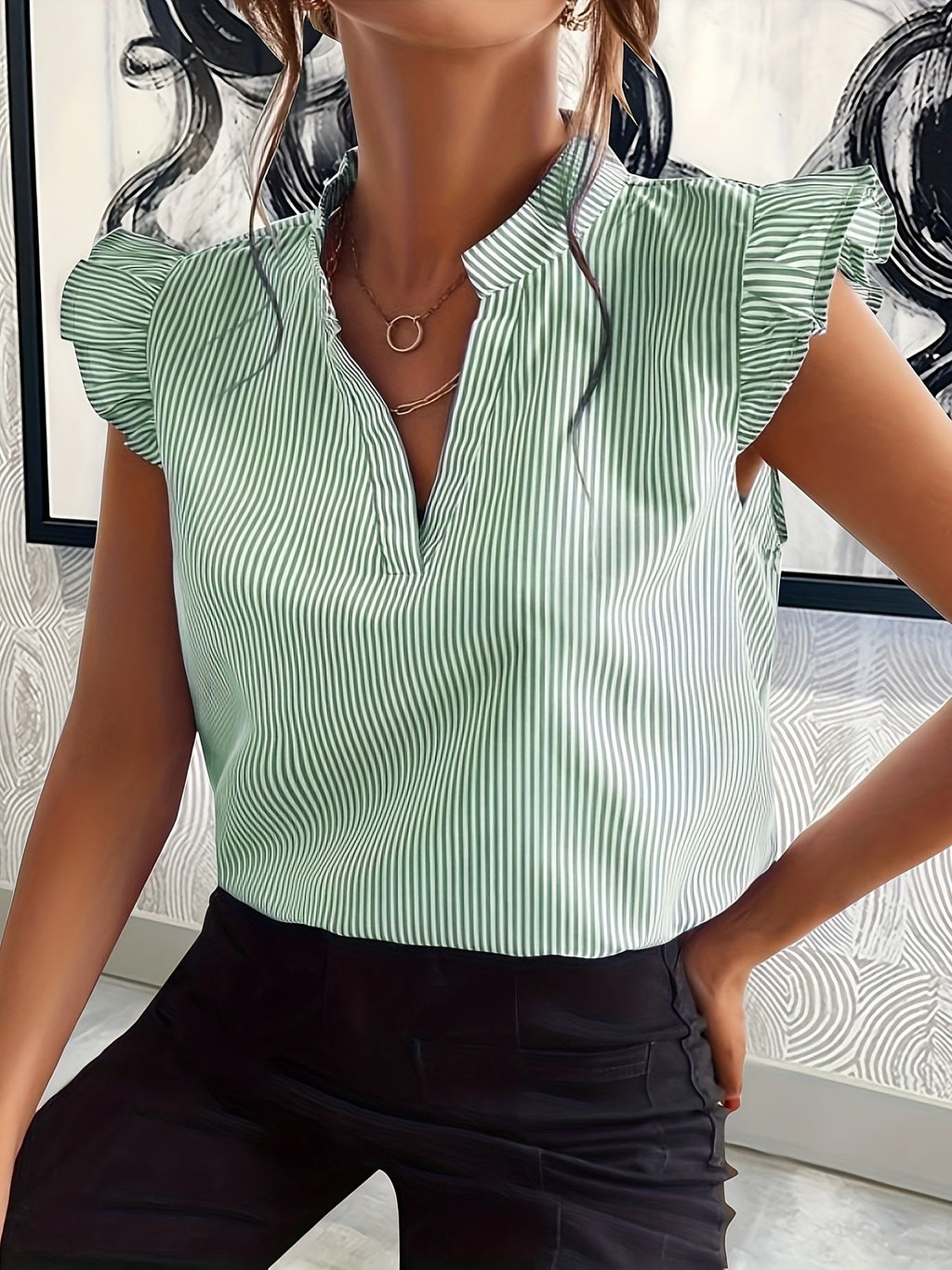 Gia | V-Neck Striped Blouse for Women