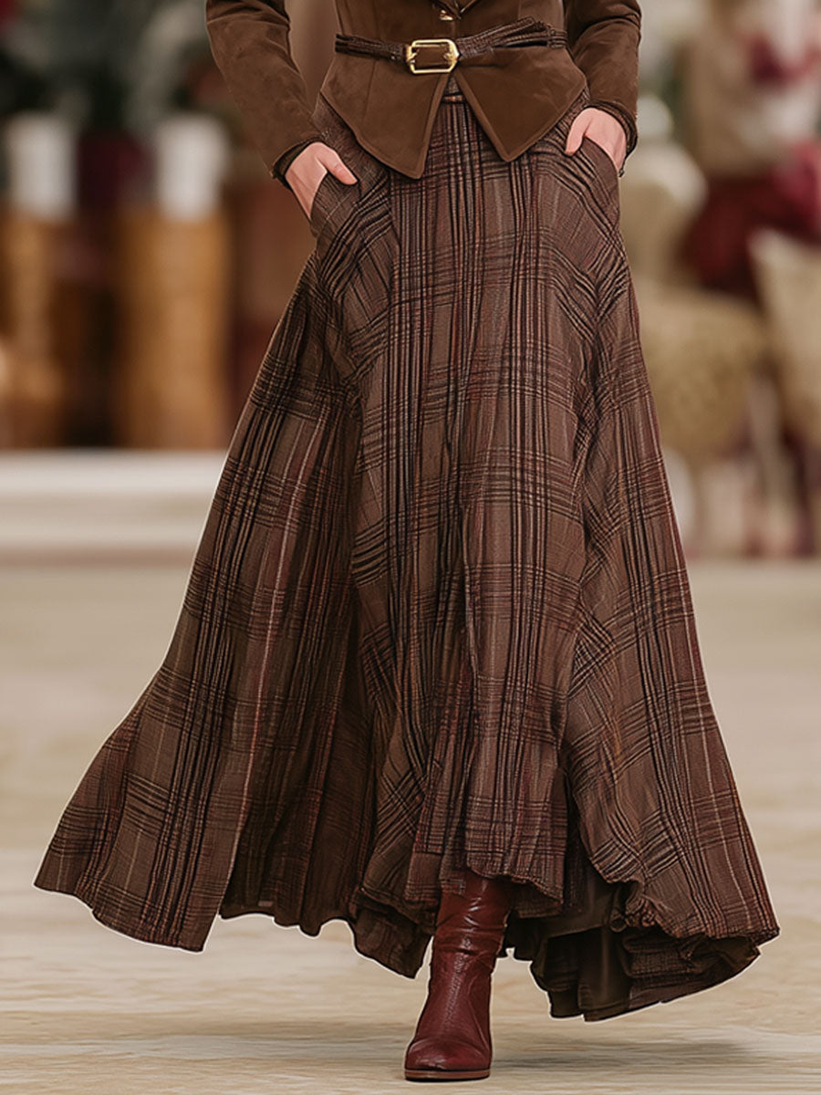 Rosita | Plaid Elastic Waist Skirt