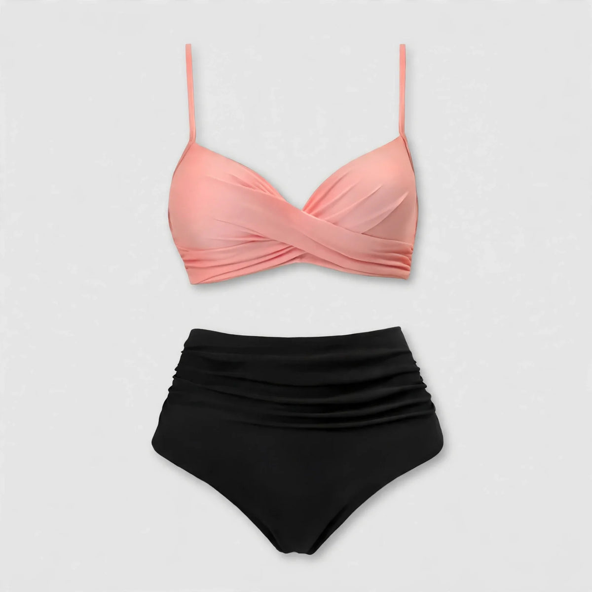 Emmeline | Twist Front Bikini Set with Ruched High Waist