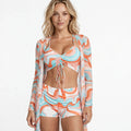Mikayla | Swirl Print Bikini Set with Sheer Cover Up