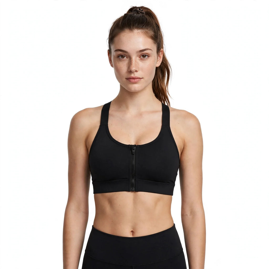 Carly | Front Zip Criss Cross Back Sports Bra