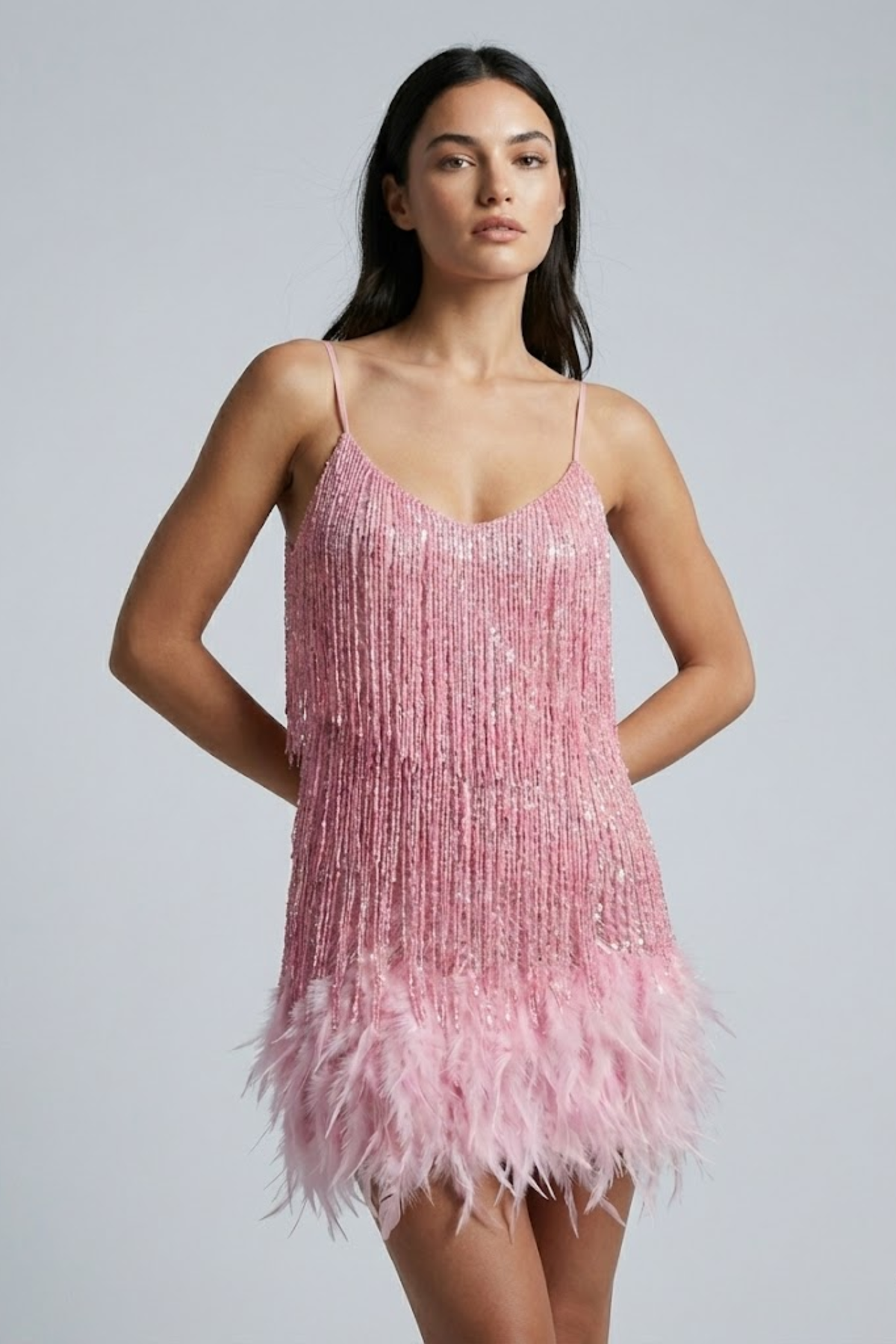 Seraphina | Feather Sequin Mini Dress