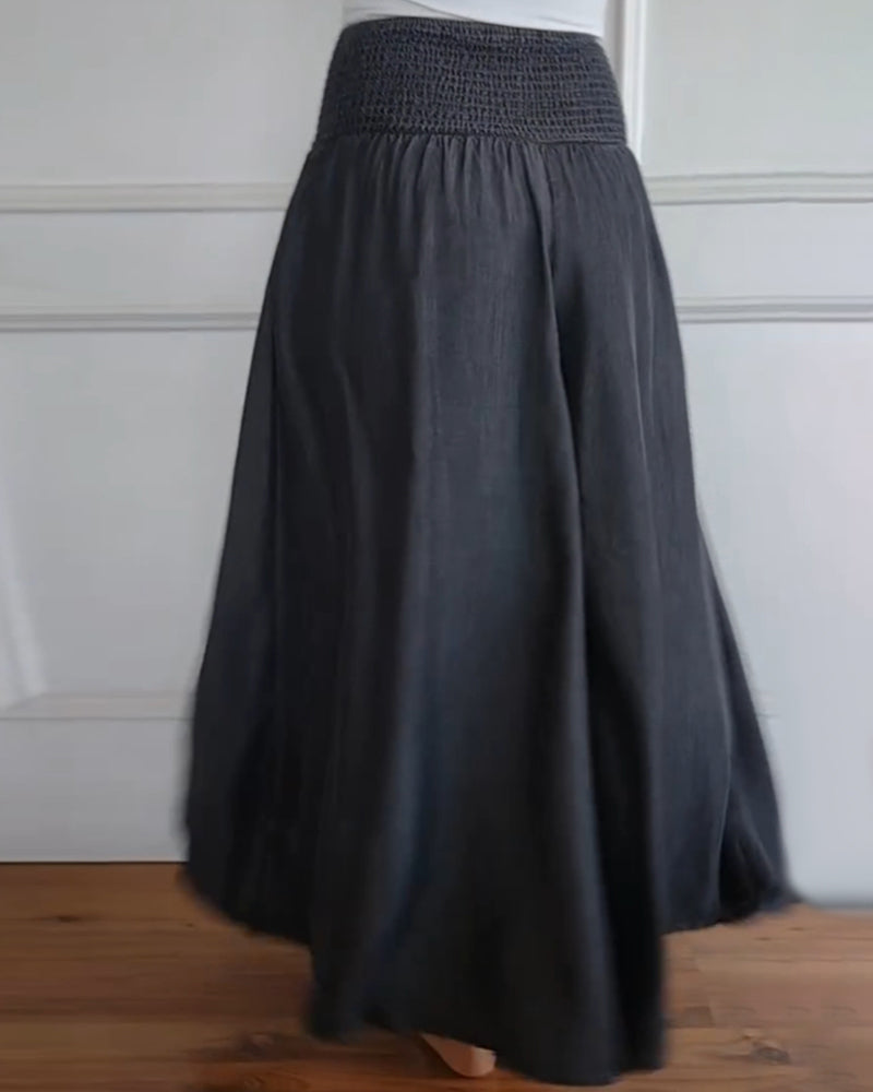 Alexandra | Elastic Waist Linen Trousers for Women