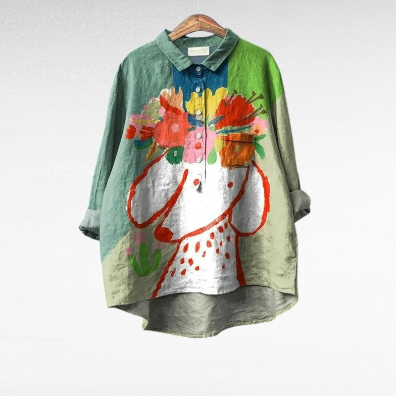 Prisca | Elegant Linen Summer Blouse for Women