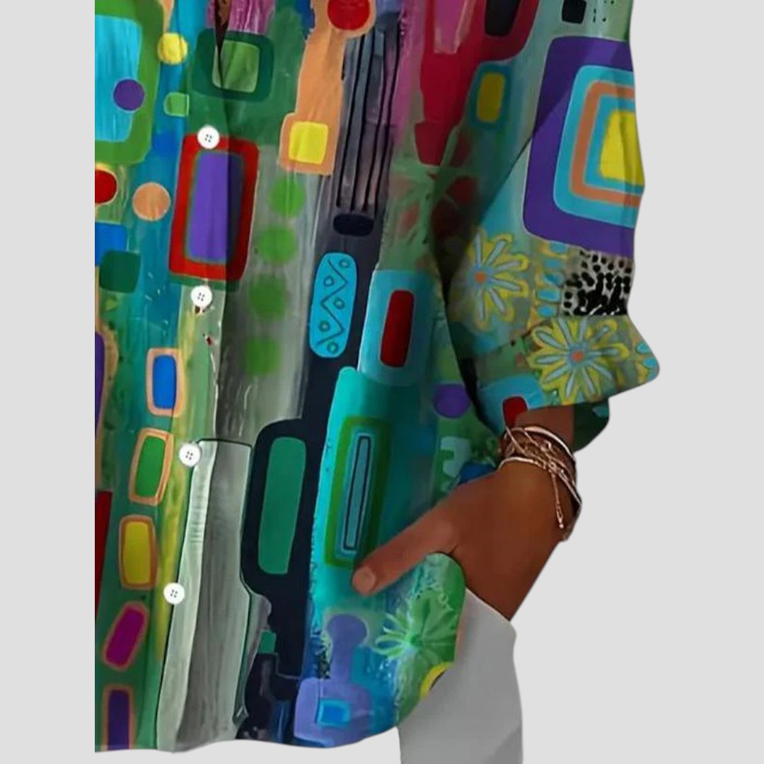 Marjorie | Elegant Blouse with Geometric Pattern for Women