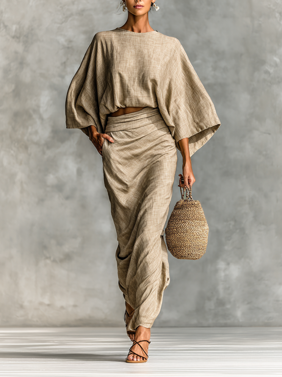 Selene | Soft Batwing Top & Maxi Skirt Two-Piece Set for Women