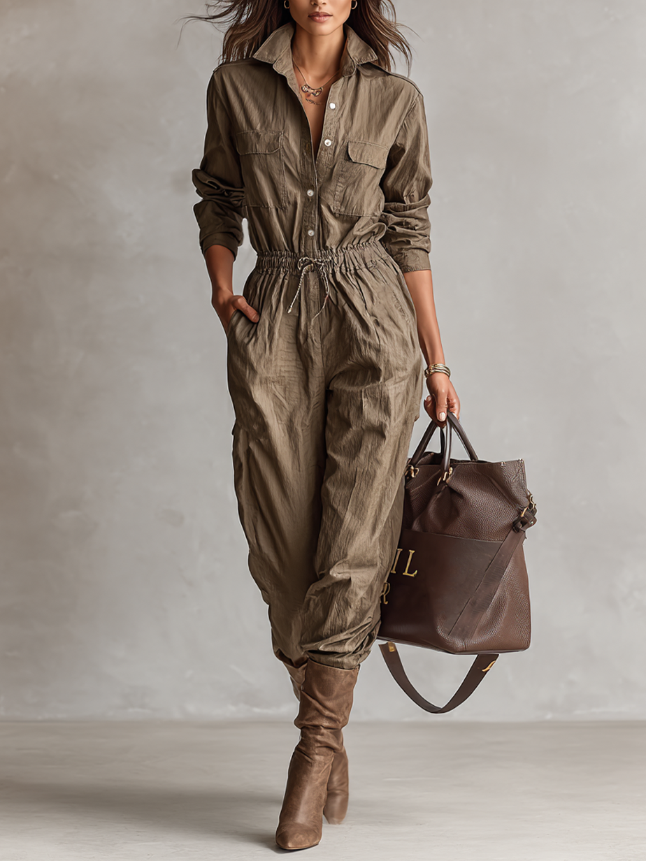 Polyxena | Casual Button Drawstring Jumpsuit for Women