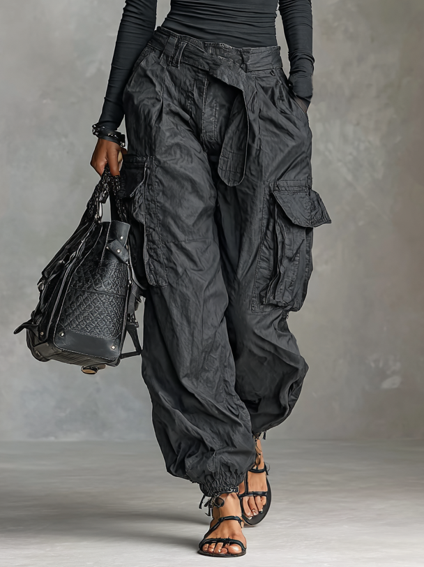 Gaëlle | Square Neck Shirt and Cargo Pants Set for Women