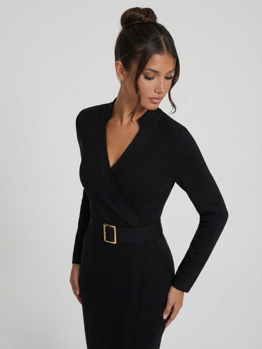 Giorgia | Elegant Belted Midi Dress