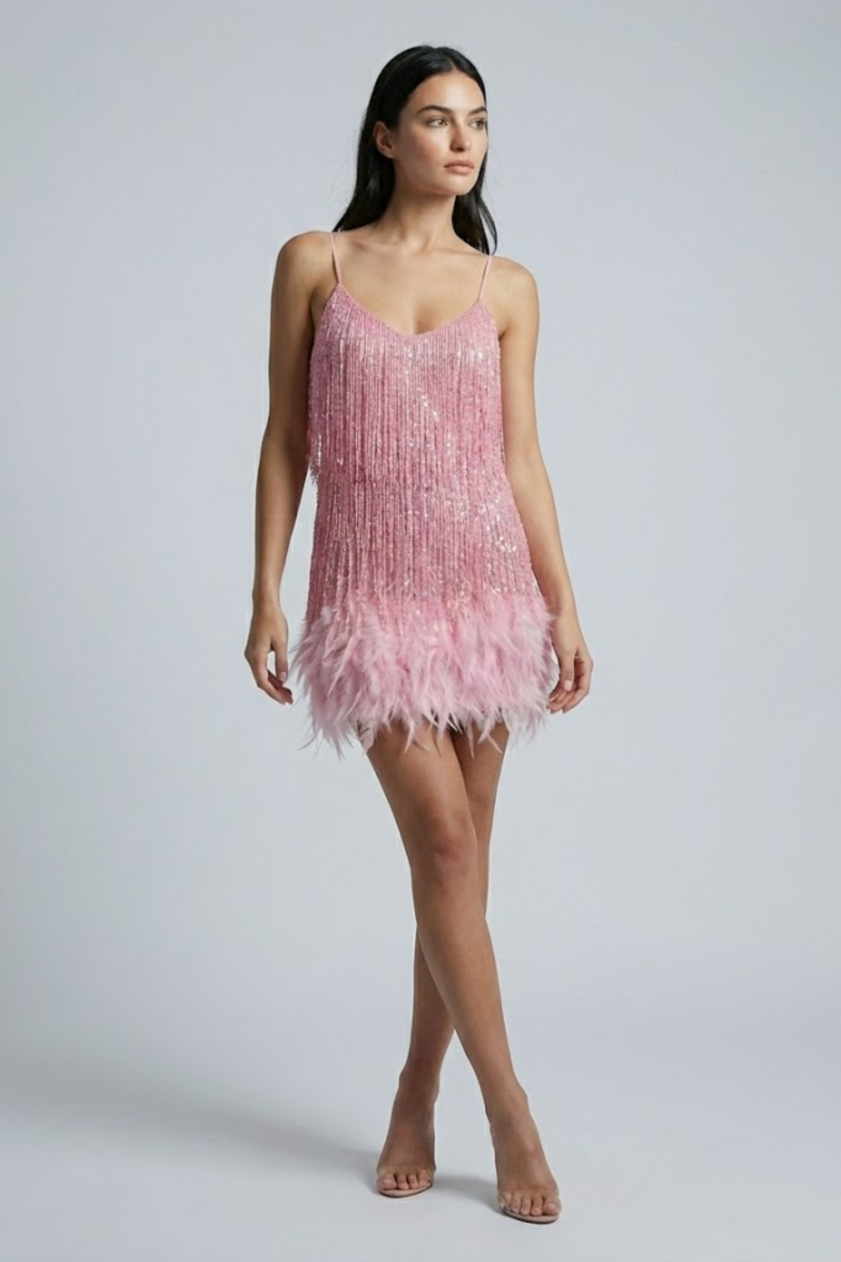 Seraphina | Feather Sequin Mini Dress