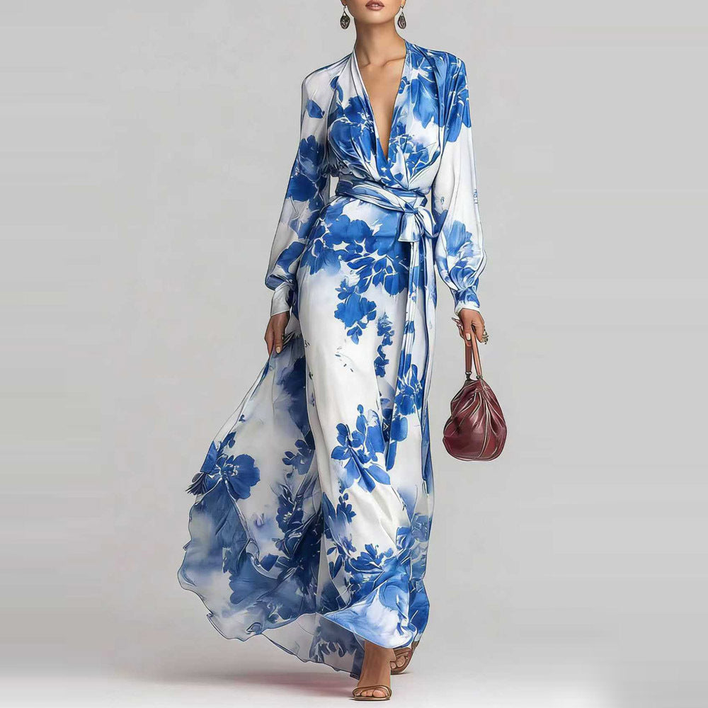 Aurora | Long Sleeve Chiffon Floral Maxi Dress