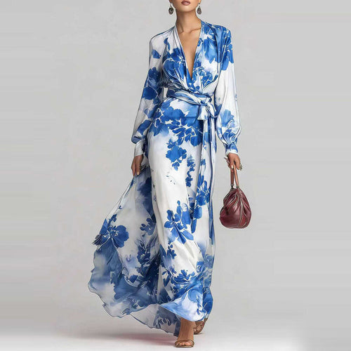 Aurora | Long Sleeve Chiffon Floral Maxi Dress