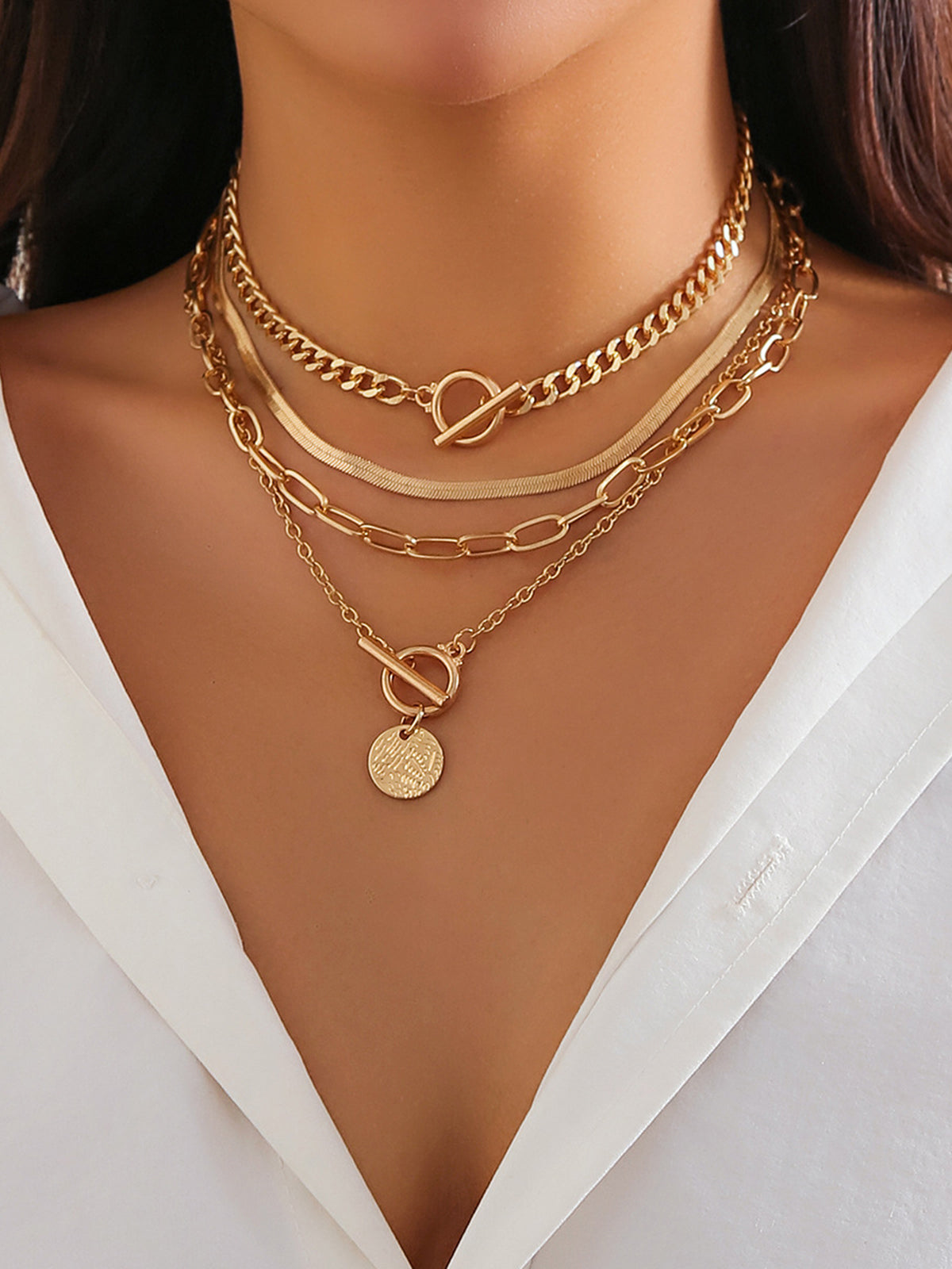 Soleil | Layered Coin Pendant Stack Necklace