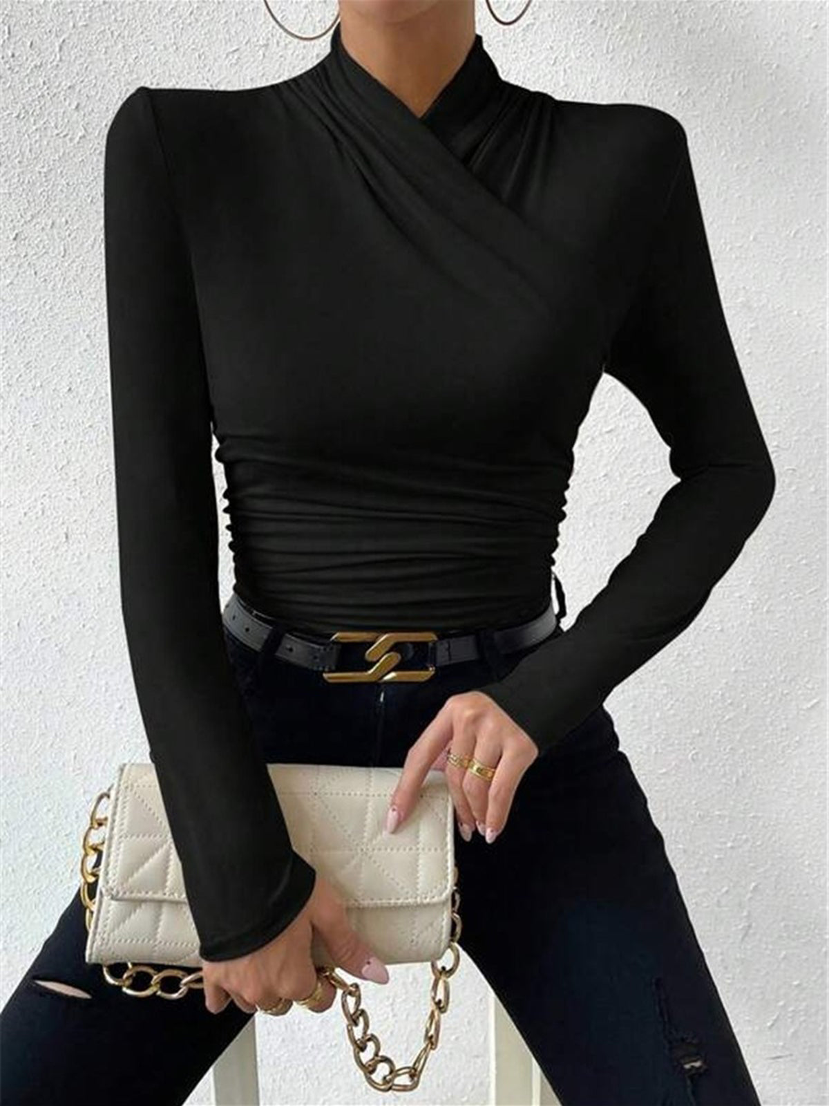 Marcella | Crossover Long Sleeve Top for Women