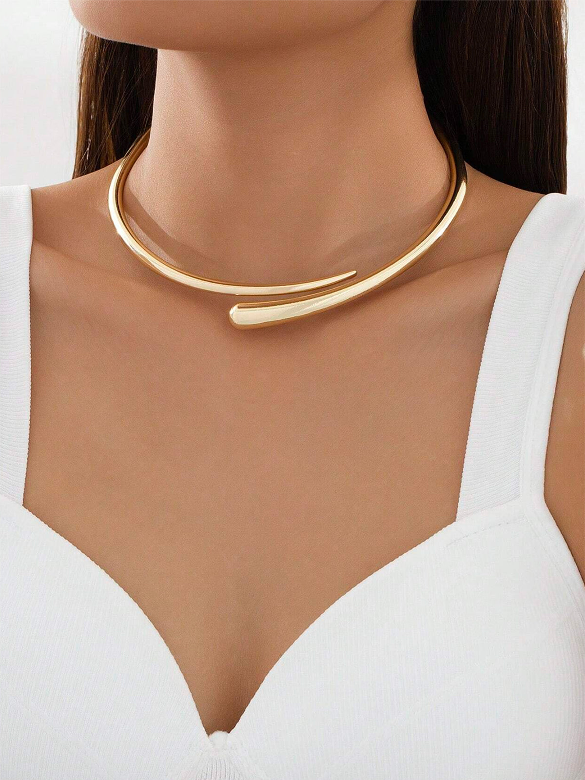 Gwenaelle | Sculptural Gold Open Choker Necklace