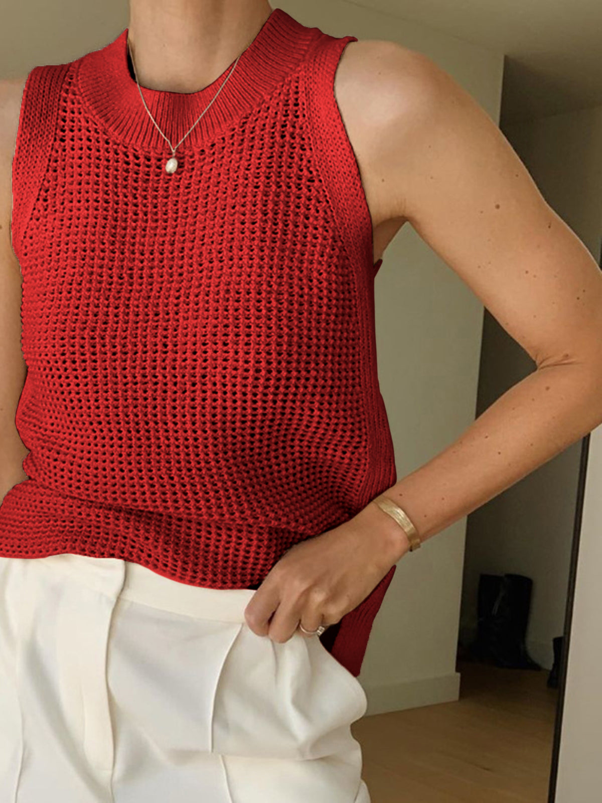 Milena | Hollow Solid Tank Top for Women