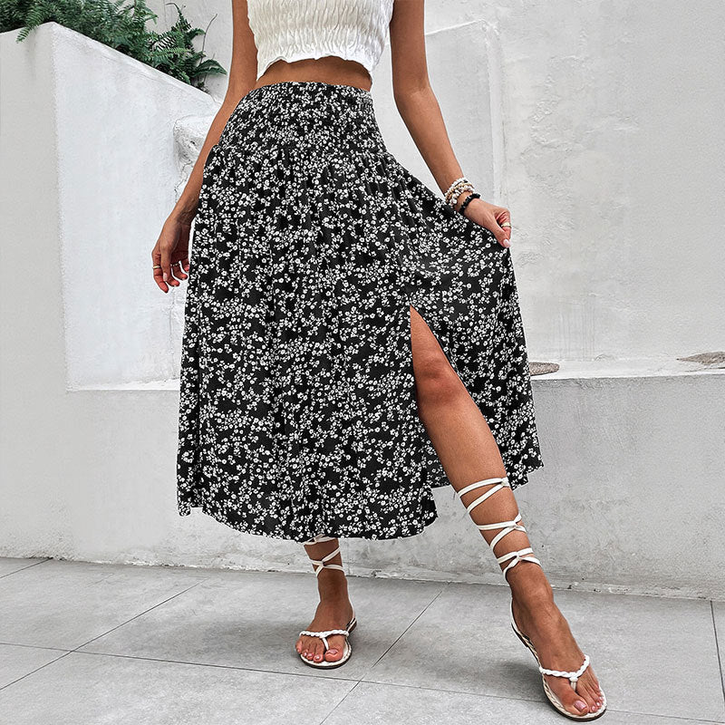 Nunzia | Floral Split Midi Skirt