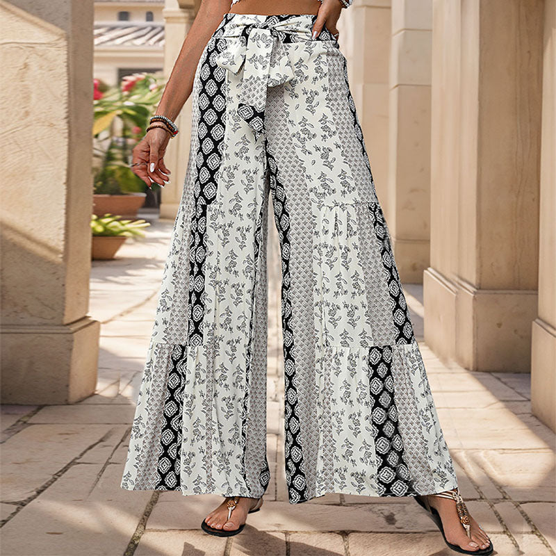 Veronique | Geometric Printed Wide-Leg Trousers for Women